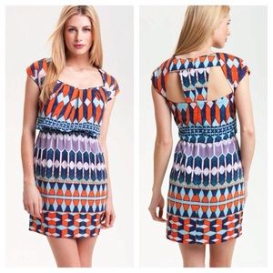 Jessica Simpson Geo Print Orange Cut Out Back Mini Dress with Pockets
